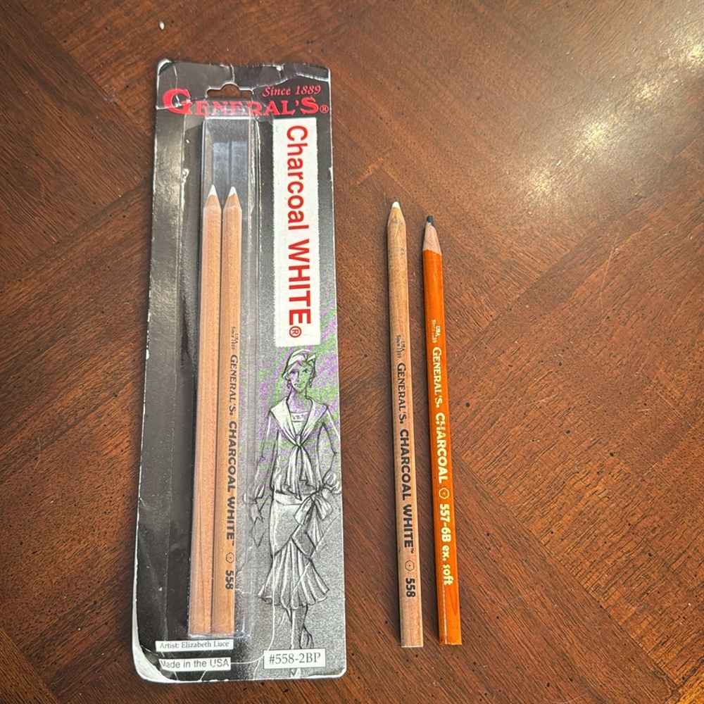 White Black Charcoal Artist Pencils New